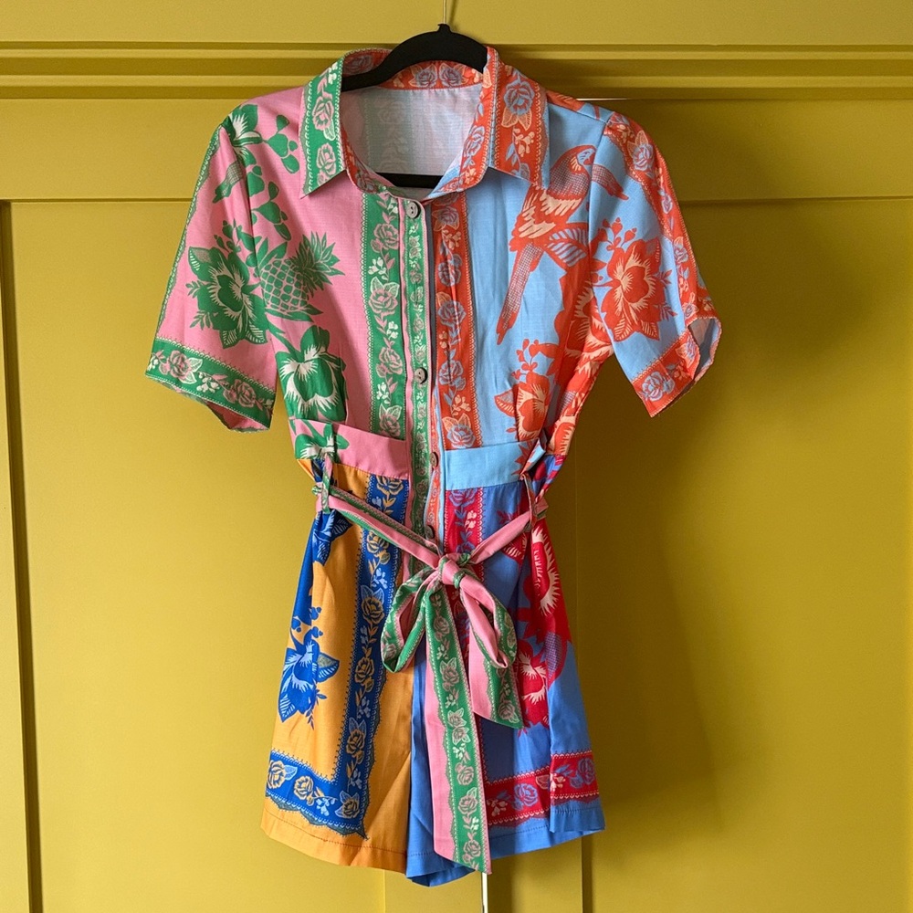 Colorful Floral Patchwork Romper
